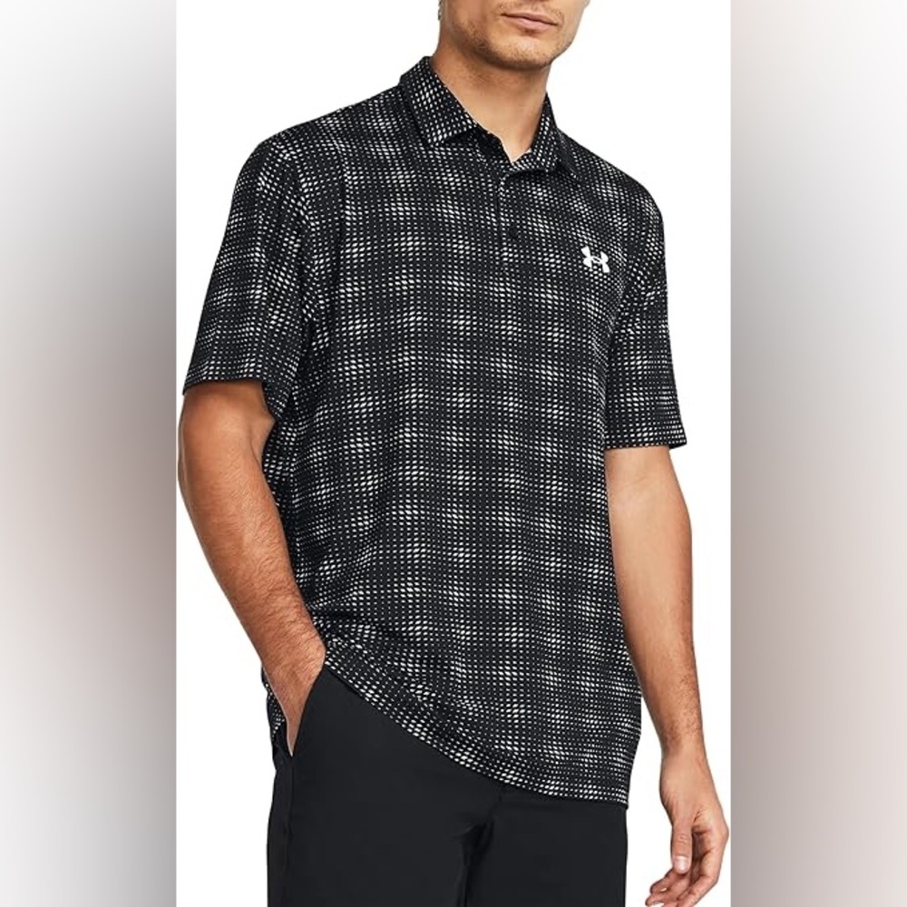 Under Armour Black and White Patterned Polo